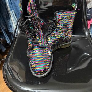 Doc Martin’s Sequin Lace-Up Boots - Rainbow